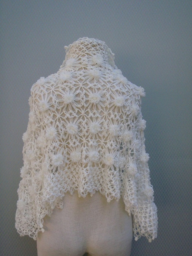 Wedding Shawl,Bridal Shawl, Bridal bolero, Wedding bolero, Shawl,Shrug, Crochet Shawl, Winter Wedding cover ups, ivory Shawi,Shoulder Shawl, image 3