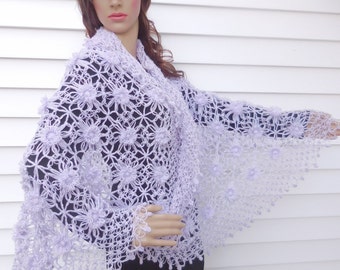 Bridal Shawl, Bridal bolero, Wedding bolero, shawl, shrug, Crochet Shawl, Winter Wedding cover ups,Lilac shawl,  Ask a Question