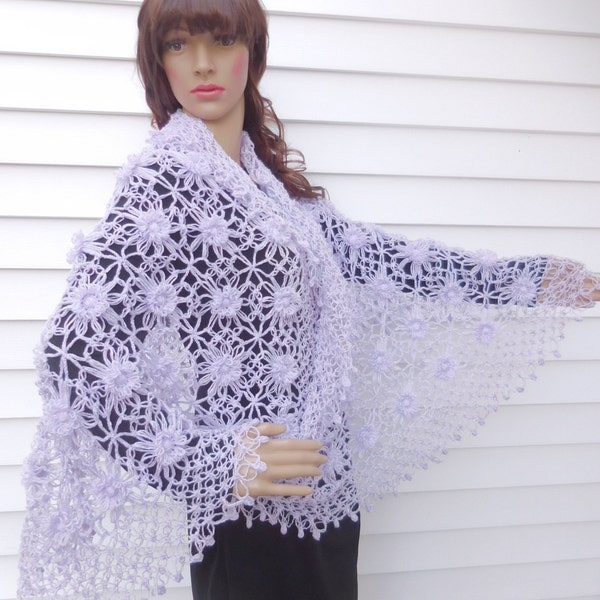 Bridal Shawl, Bridal bolero, Wedding bolero, shawl, shrug, Crochet Shawl, Winter Wedding cover ups,Lilac shawl,  Ask a Question