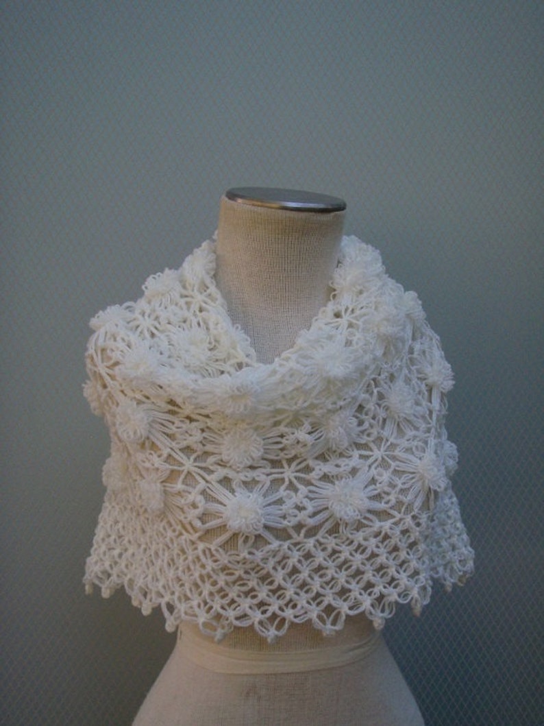 Wedding Shawl,Bridal Shawl, Bridal bolero, Wedding bolero, Shawl,Shrug, Crochet Shawl, Winter Wedding cover ups, ivory Shawi,Shoulder Shawl, image 4