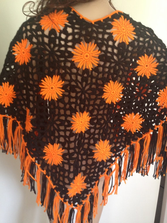 Sold Halloween Shawl,Flower Shawl,Shoulder Shawl,Cover Ups,Wraps,Scarves, Accessories,Winter & Fall Shawl,Crochet Shawl,Circle Motif Shawl,