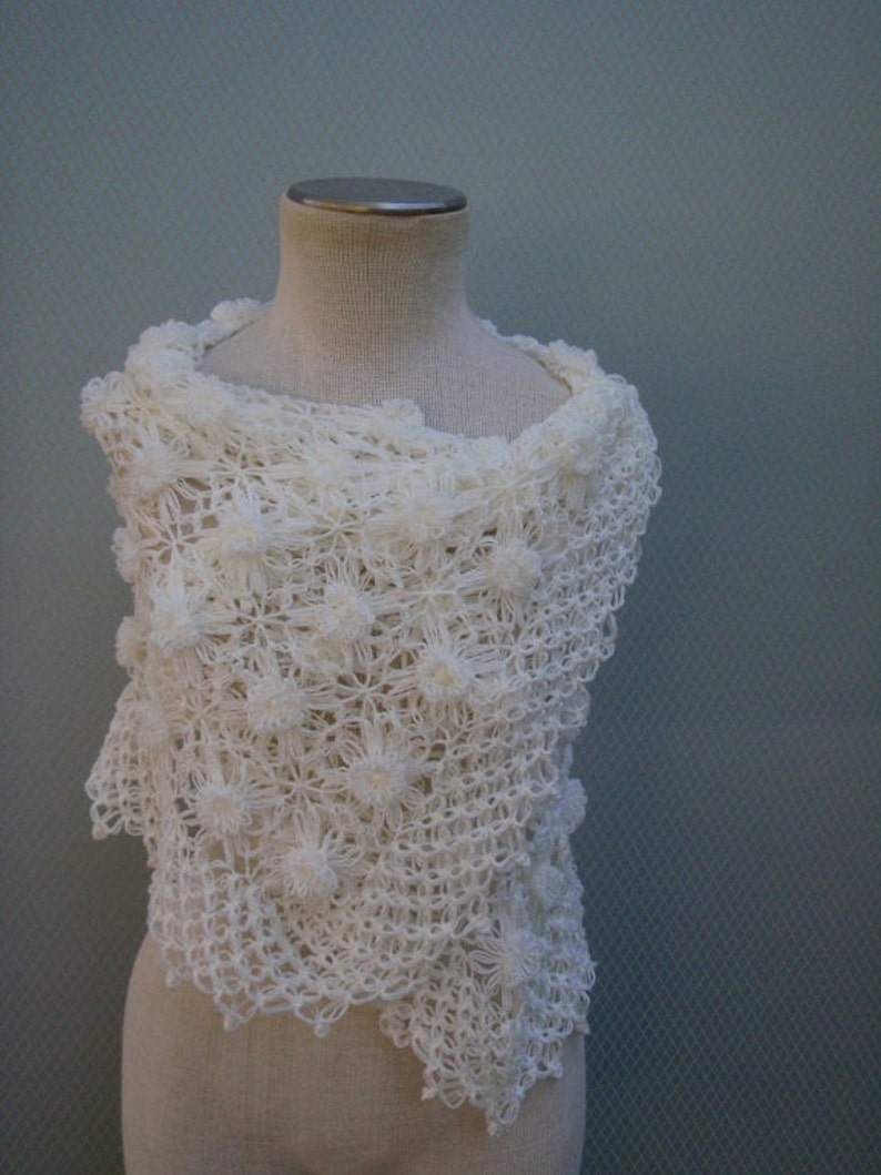 Wedding Shawl,Bridal Shawl, Bridal bolero, Wedding bolero, Shawl,Shrug, Crochet Shawl, Winter Wedding cover ups, ivory Shawi,Shoulder Shawl, image 2