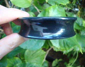 Vintage 7/8" Dark Teal Bakelite Bracelet! Modernist Spool Shape; Sculpted Edges!