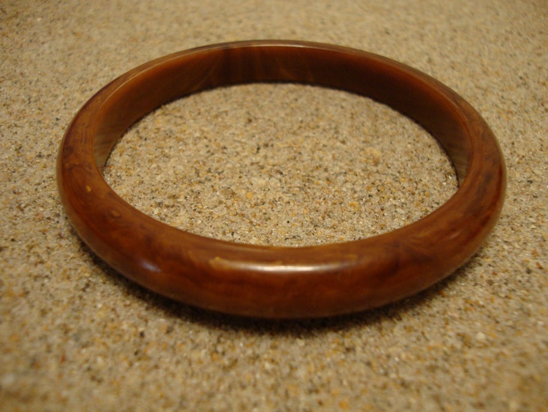 Vintage 38 Bakelite Bracelet Marbled Chocolate Brown /& Butterscotch Colors!