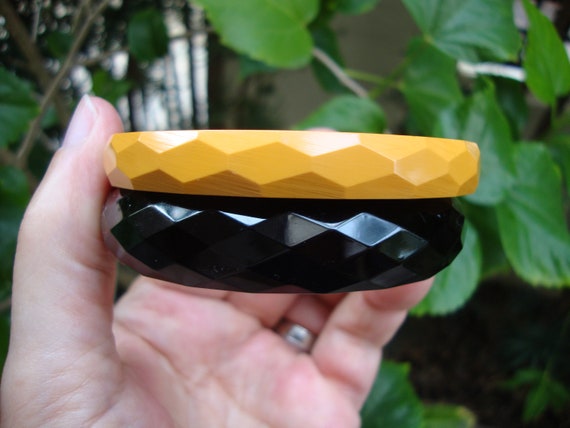 Pair of Vintage Faceted Bakelite Bracelets! Bumbl… - image 2