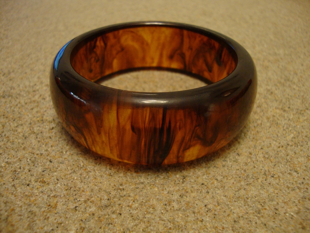 ヴィンテージ 1 1/8 インチ ベークライト ブレスレット! 半透明の銅色