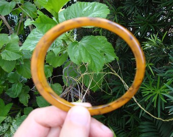¡Pulsera de baquelita ovalada de corte al bies vintage de 1/4&quot;! ¡Colores marmolados de caramelo/marrón!