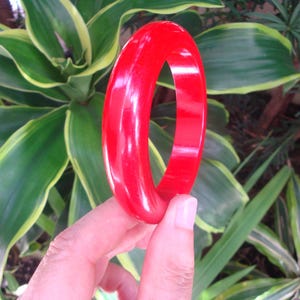 Vintage Cherry Red Bakelite Bracelet: 5/8&quot; Domed Bangle