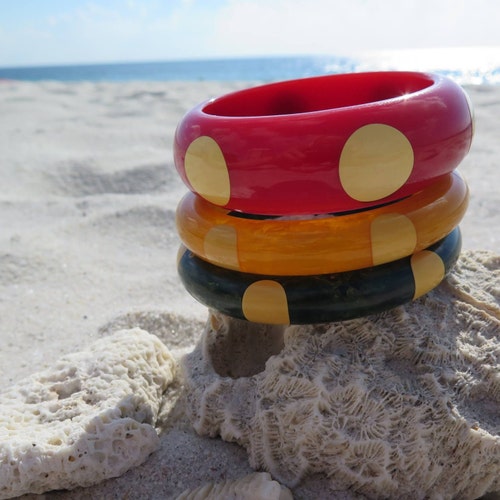 1950's マーブル ツートンカラー ベークライト バングル ブレスレット