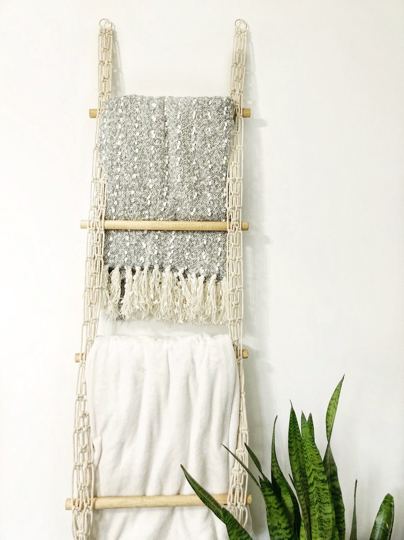 Blanket Ladder Macrame Wall Decor Plant Ladder Ladder Etsy