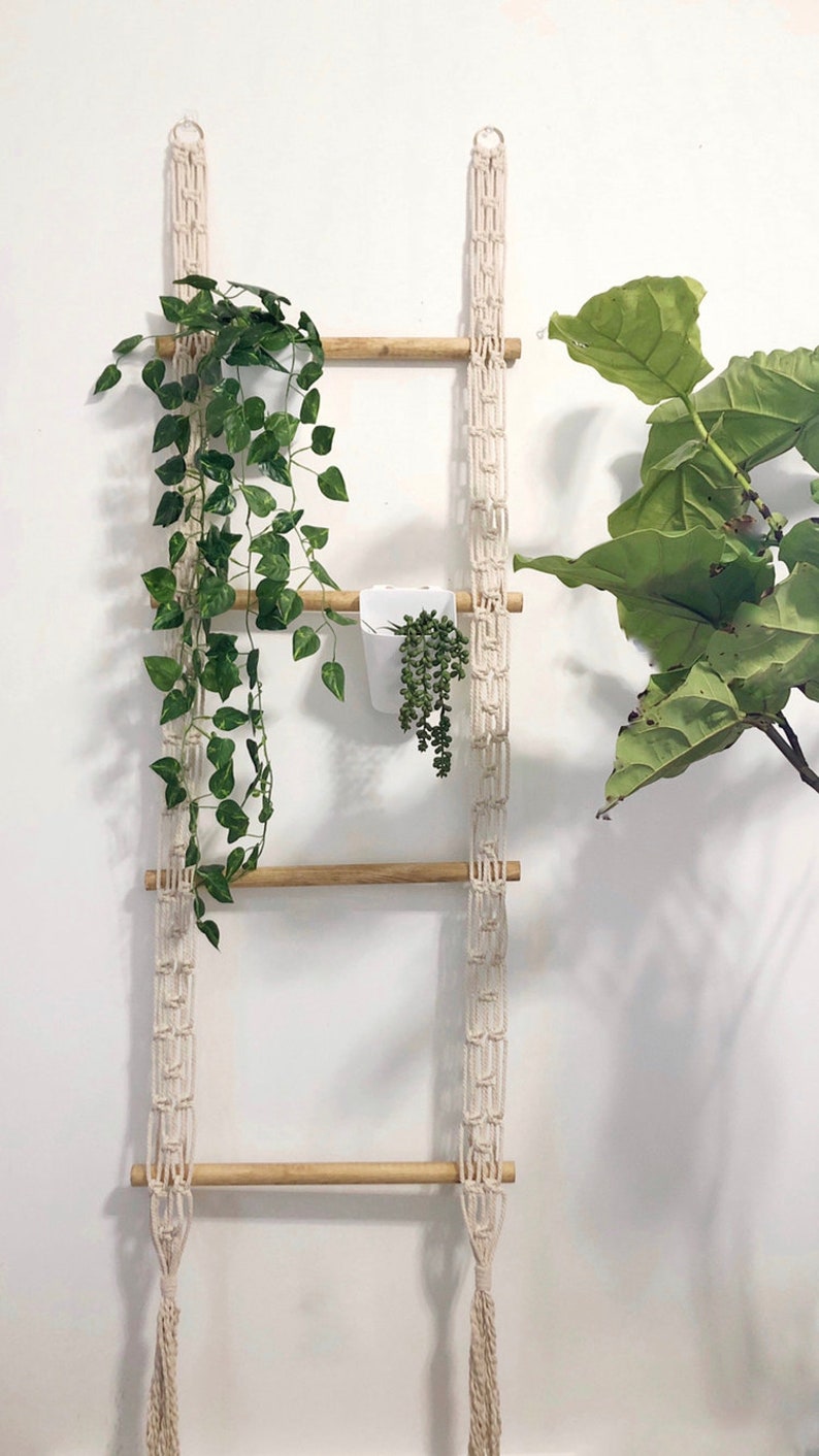 Blanket Ladder Macrame Wall Decor Plant Ladder Ladder Etsy