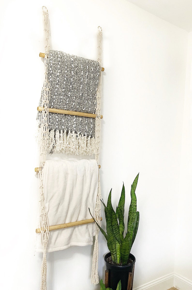 Blanket Ladder Macrame Wall Decor Plant Ladder Ladder Etsy