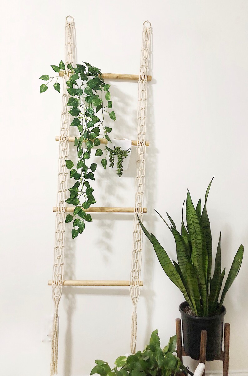 Blanket Ladder Macrame Wall Decor Plant Ladder Ladder Etsy