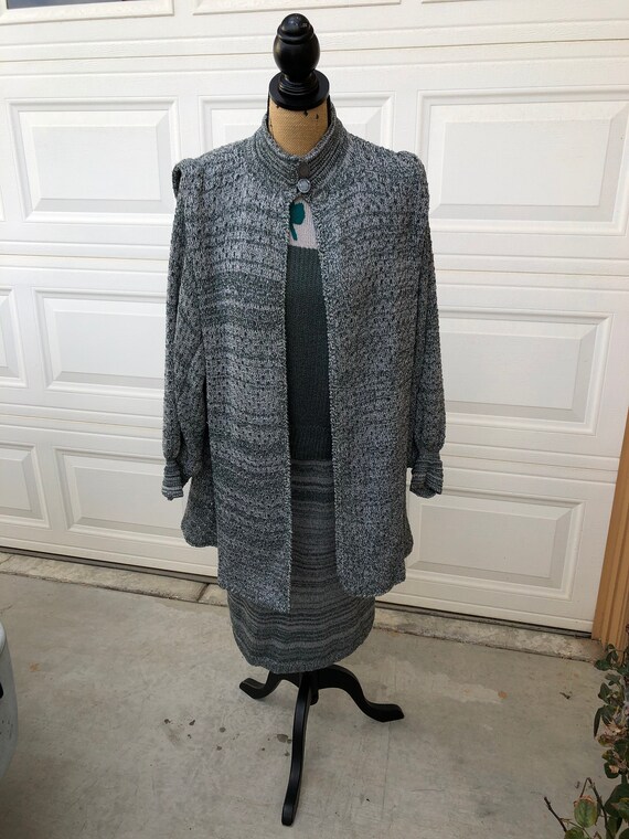 1950 3 piece handmade green knit set
