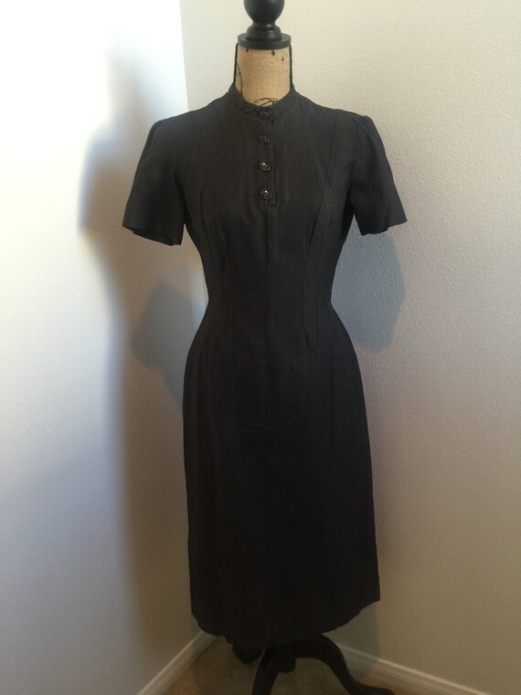 1950's Adorable Mad Men Rockabilly Dark Grey Party Dress | Etsy