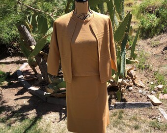 Gorgeous 1940s vintage 3 piece mustard knit set made in Italy size small