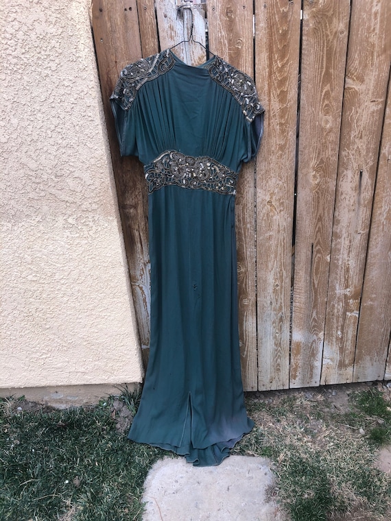 1930 gorgeous green Grecian goddess dress size sma