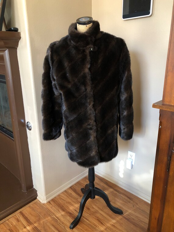 1960s faux fur dark brown coat size medium