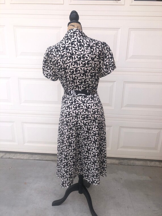 Vintage 1990 abstract black and white shirt dress… - image 5