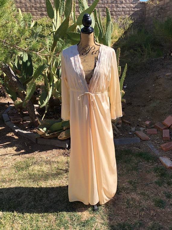 Lovely 1970s champagne lingerie set robe and slip 