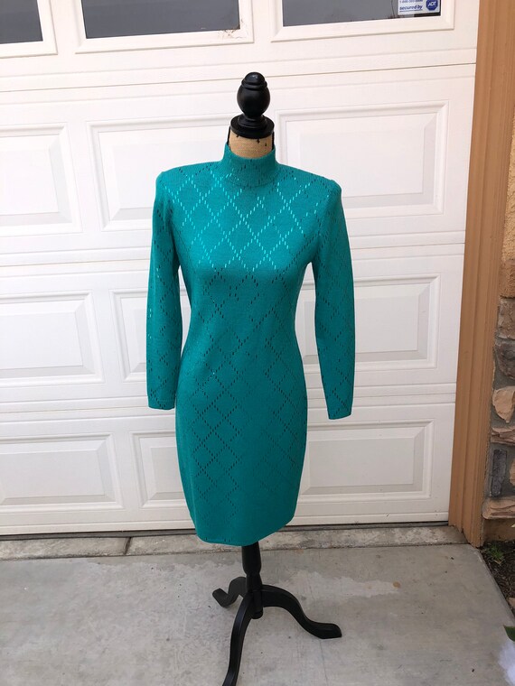 1980’s Green Knit St. John’s evening sweater dress
