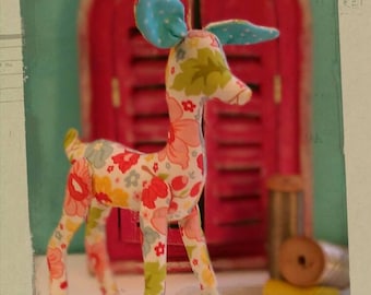 Floral Deer standing stuffed animal