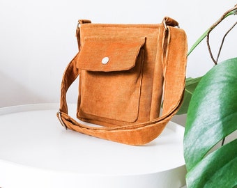 Small crossbody bag for everyday use, Trendy corduroy bag, Travel zipper bag, Crossbody purse, Mini vegan bag, Recycled canvas bag