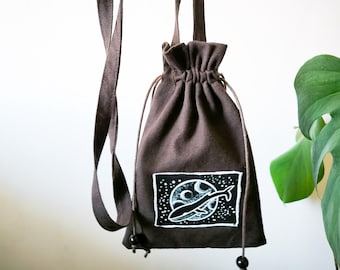 Crossbody Handytasche: Handbemalte Wal Bucket Bag, Upcycled Cotton Bucket Bag
