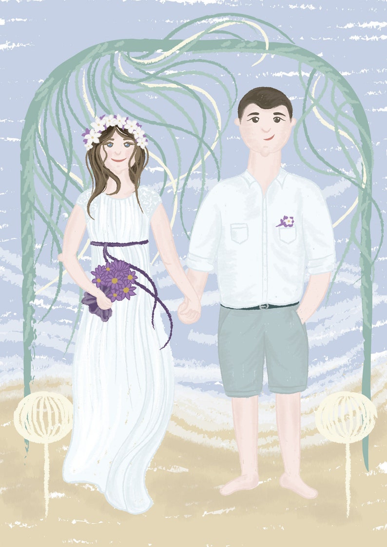 Custom Wedding Portrait from Photo Wedding Anniversary Illustration Unique Couples Portrait Personalised Wedding Gift Printable Artwork