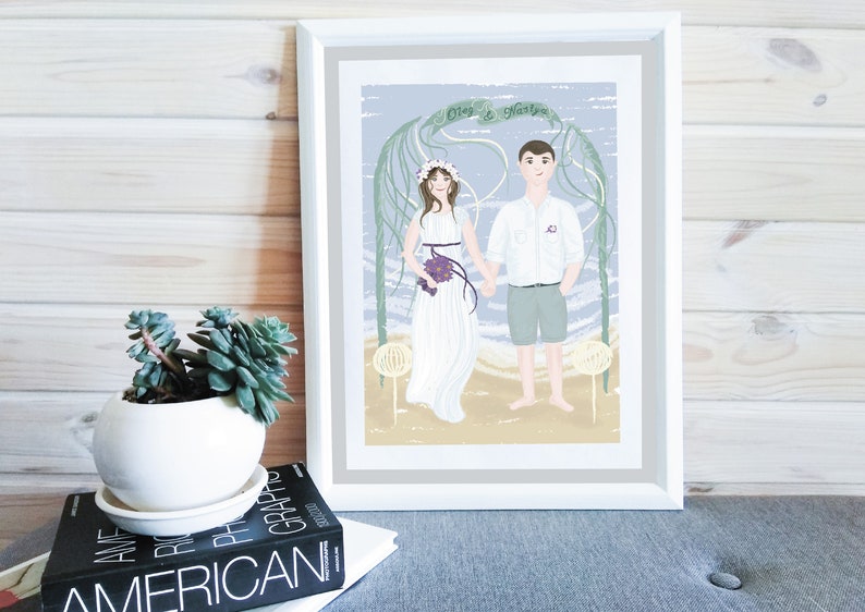 Custom Wedding Portrait from Photo Wedding Anniversary Illustration Unique Couples Portrait Personalised Wedding Gift Printable Artwork