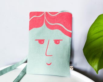 Umhängetasche Handytasche: Jeans upcycled Reisetasche, Handbemalt