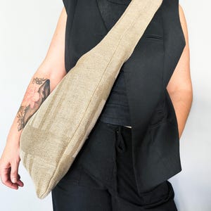 Bolso hobo de lino beige, bolso tote natural, bolso estilo bohemio, bolso grande holgado, bolso de lona reciclada, bolso shopper, bolso de hombro, bolso de playa moderno