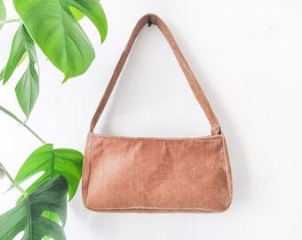 Cord Baguette Tasche mit Reissverschluss: Upcycled Textiles Alltagstäschchen