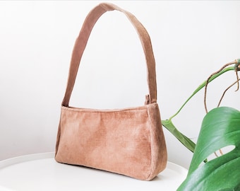 Bolsa Baguette de Veludo Cotelê com Zíper: Bolsa para o Dia a Dia Feita com Tecido Reciclado