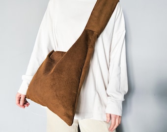 Cord Crossbody Hobo Bag - Geräumige Shopper Slouchy Geldbörse