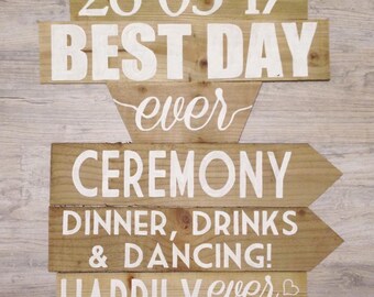 Best Day Ever 6 Slat Signpost, Rustic Signpost, Wedding Sign