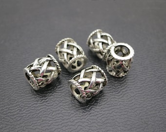 5Pcs Antique silver Dreadlock beads dread Hair Braid Jewelry Beard Beads Accessories 5.2mm hole