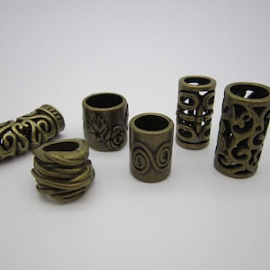 6PCS mix Antique Brass Dreadlock beads bronze dread Jewelry Making Accessories set