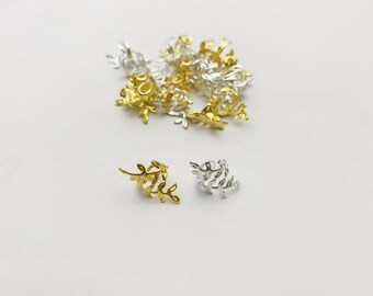 30pcs Branches and leaves small gold silver dreadlock Beads dread tube hair braid adjustable cuff clip 7mm hole