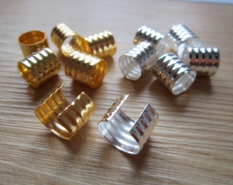 20-100pcs gold and silver plating dreadlock Beads dread tube hair braid adjustable cuff clip 9.2mm hole