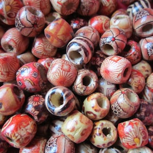 10PCS Beautiful pattern mix mini wood Dreadlock beads wooden dread Making Jewelry Accessories 5mm hole