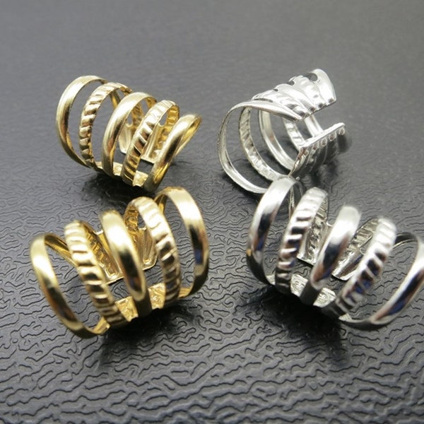10PCS gold silver DIY dreadlock Beads accessory dread hair braid adjustable cuff clip 9mm hole