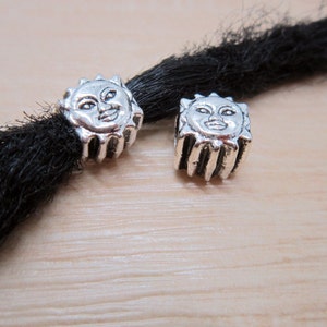 5PCS Sun Silver Dreadlock beads dread Hair Braid Jewelry Accessories 4.8mm hole