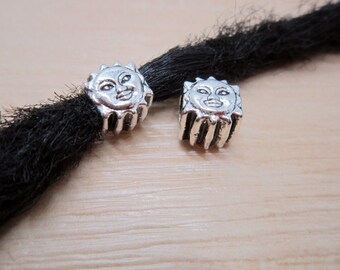 5PCS Sun Silver Dreadlock beads dread Hair Braid Jewelry Accessories 4.8mm hole