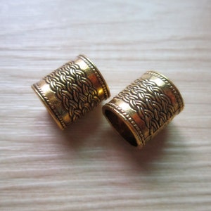 2PCS Antique Gold Dreadlock beads dread tube Jewelry Making Accessories 10.5mm hole