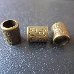 5PCS Antique Brass Dreadlock beads dread Jewelry Making Accessories 6mm hole