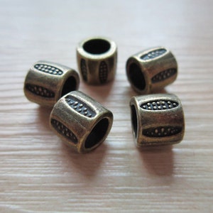 5PCS Antique Brass Dreadlock beads dread Jewelry Making Accessories 6.2mm hole