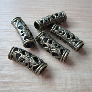 5PCS Antique Brass Dreadlock beads dread Jewelry Making Accessories 4.8mm hole