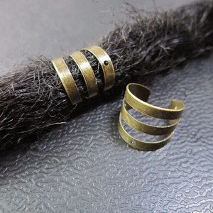 4PCS Antique Brass  DIY dreadlock Beads accessory dread hair braid adjustable cuff clip 8mm hole