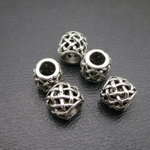 5Pcs Antique silver Dreadlock beads dread Hair Braid Jewelry Beard Beads Accessories 4.5mm hole